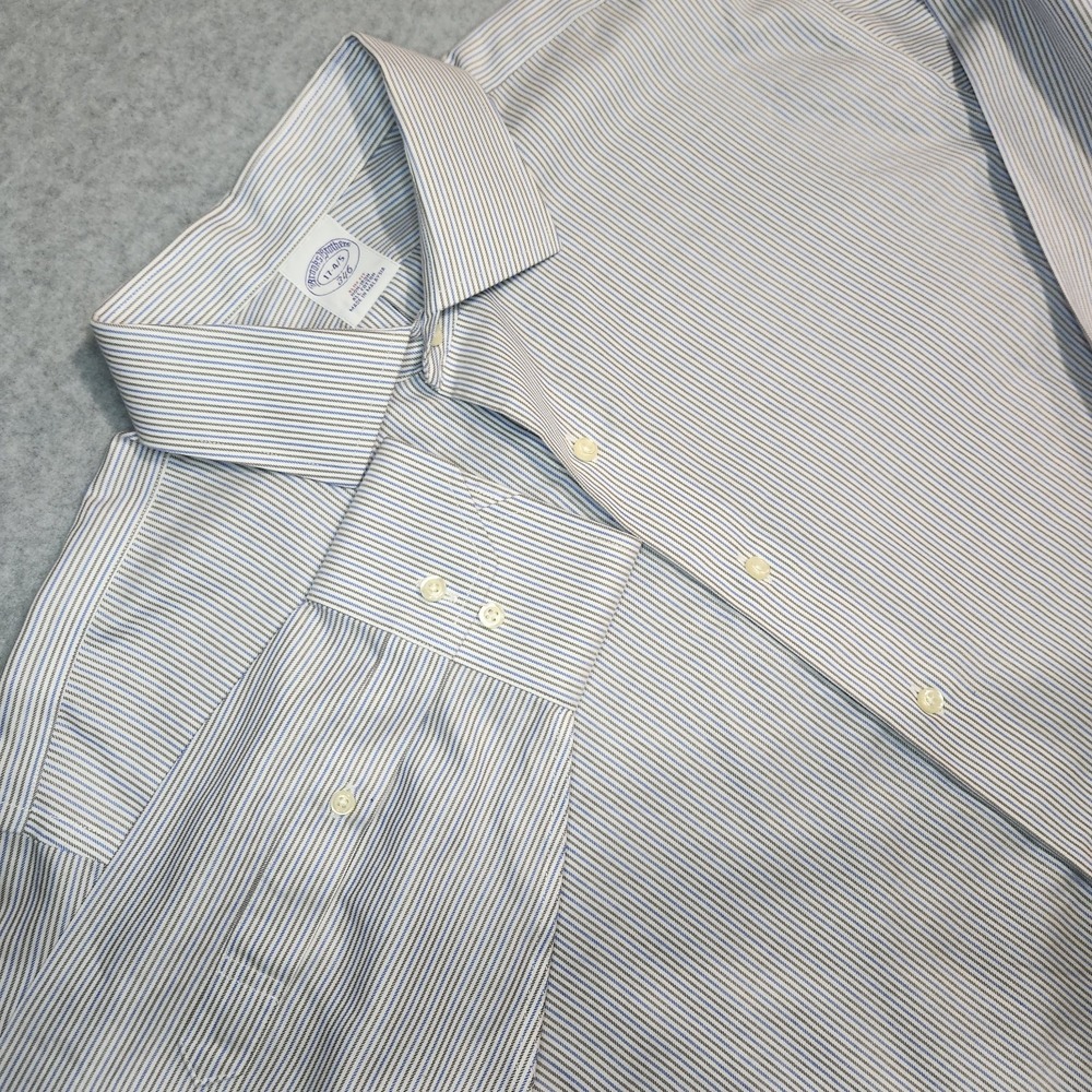 Brooks Brothers Dress Shirt Mens 17 4/5 Button Up Slim Fit Non Iron